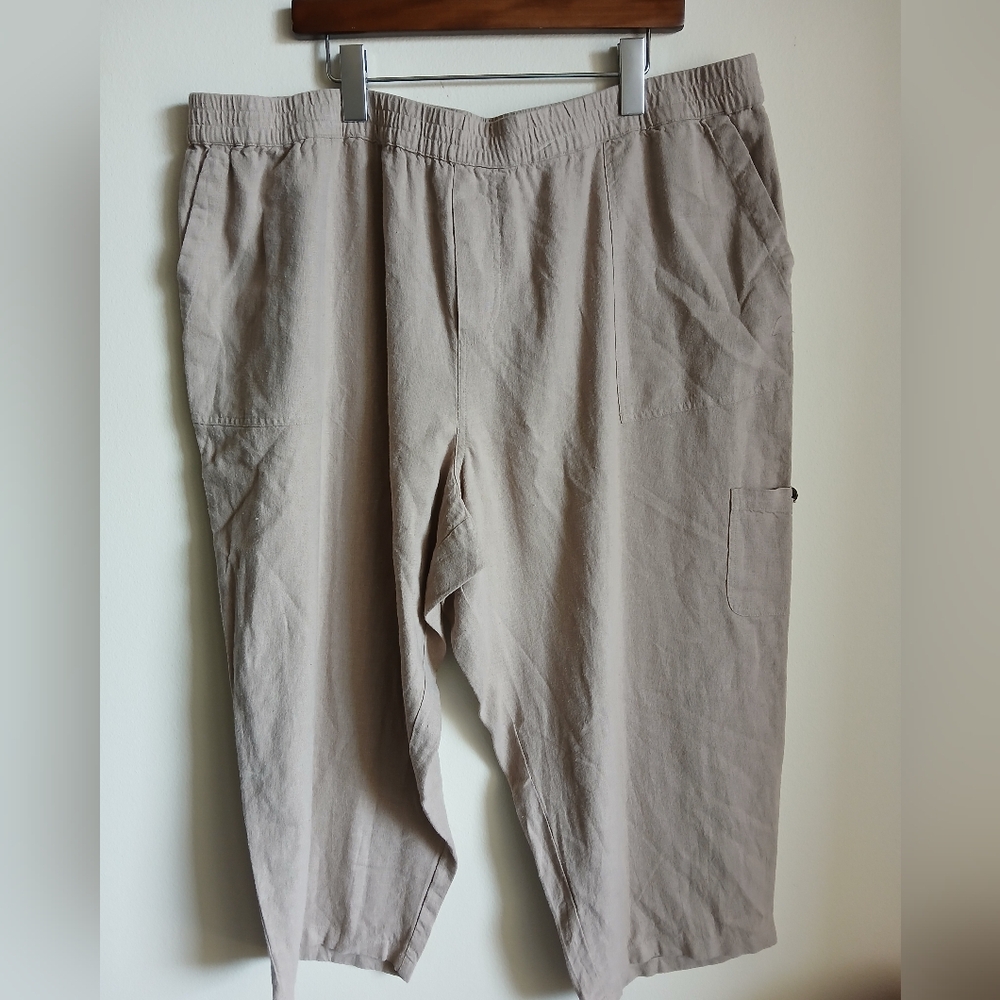 Susan Graver Pure Size 2XP Linen Crop Pants